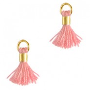 Mini Kwastje Ibiza style 0.7cm Gold-carnation pink